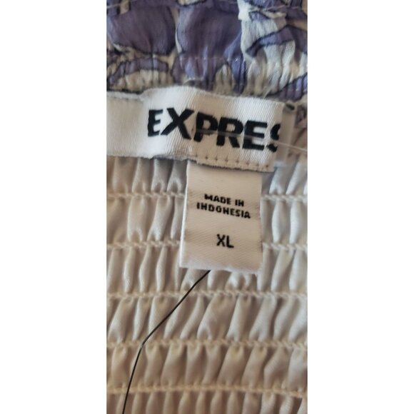 NWT EXPRESS SMOCKED CROPPED RUFFLE OFF THE SHOULDER PAISLEY TOP XLARGE - Picture 4 of 6